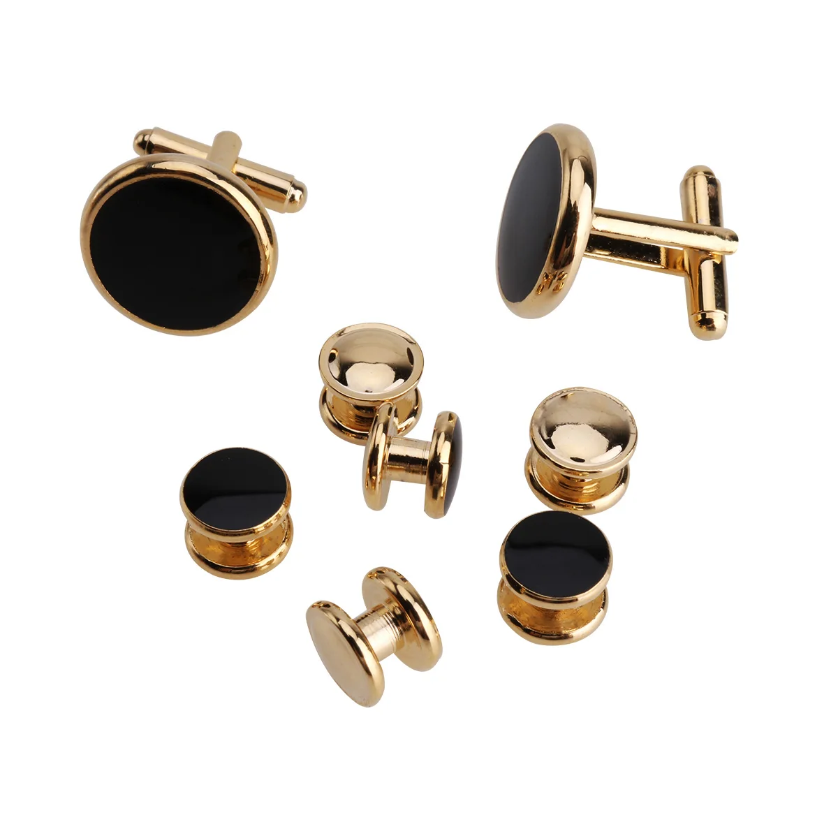 

2Pcs Tuxedo Shirt Cufflinks 6Pcs Button Studs Set Cuff Round Buttons Gifts for Mens Wedding Business at Casual Formal Occasions