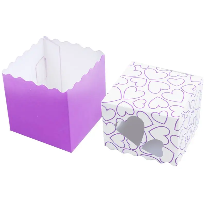 50x Purple Box Sachet Paper Dragees Baptism Wedding Gift