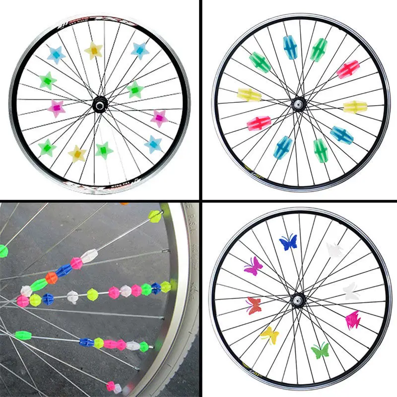 36X красочные пластиковые цикл Велосипедное колесо клип светящиеся бусины велосипедные декоры