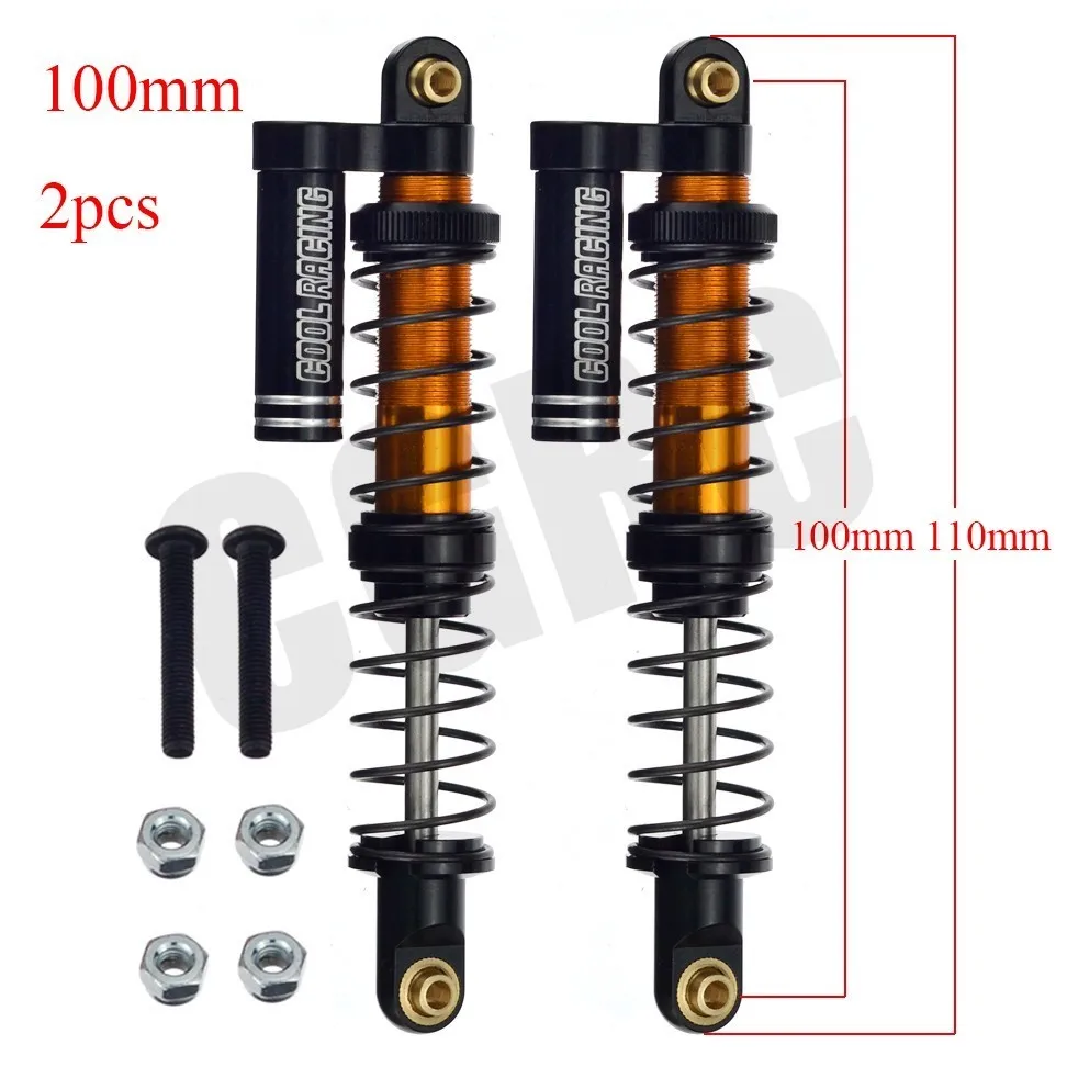Масляный Регулируемый 90 мм 100 мм 110 мм металлический амортизатор демпфер для 1/10 RC Гусеничный автомобиль запчасти грузовик осевой SCX10 TRX4 D90 RC обновление - Цвет: Black 100mm 2pcs