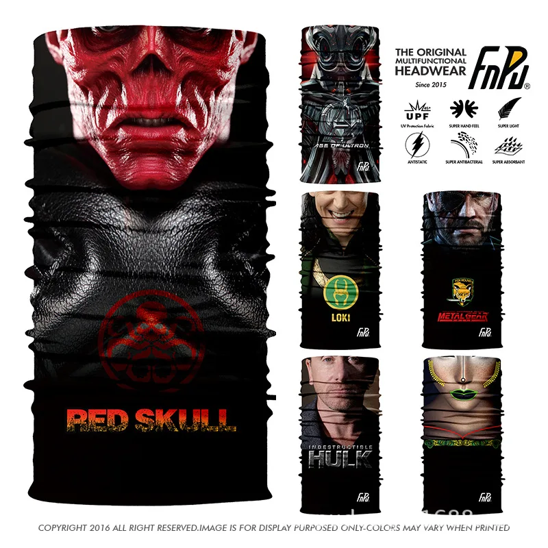

3D Marvel Headband Coolmax Red Skull Neck Gaiter Magic Bandana Motorcycle Sport Scarf Halloween Face Mask Loki Wolves Balaclava