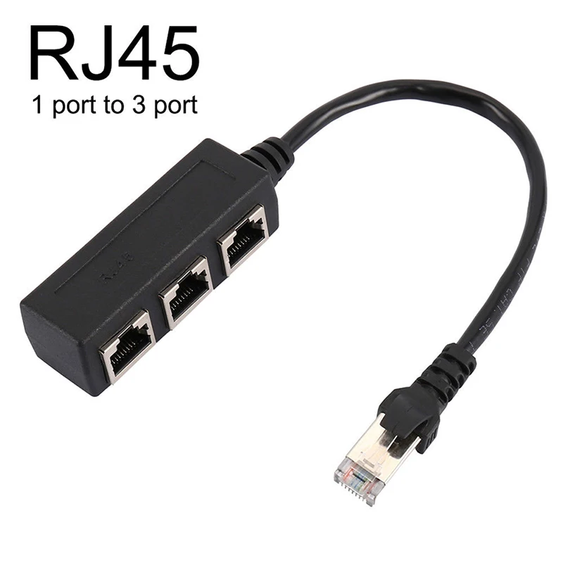 Splitter Ethernet RJ45 Cable Adapter 1 Male To 3 Female Port LAN Network Plug