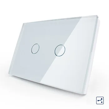 

Livolo Wall Switch, 2-gang 2-way, White Glass Panel, US/AU standard Touch Screen Light Switch OS-002S-81 with LED indicator