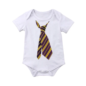 

Newly Summer Newborn Girl Tie Print White Short-Sleeved Button Briefs Baby Jumpsuit Romper Baby Bodysuit Baby Girl Boy Clothes