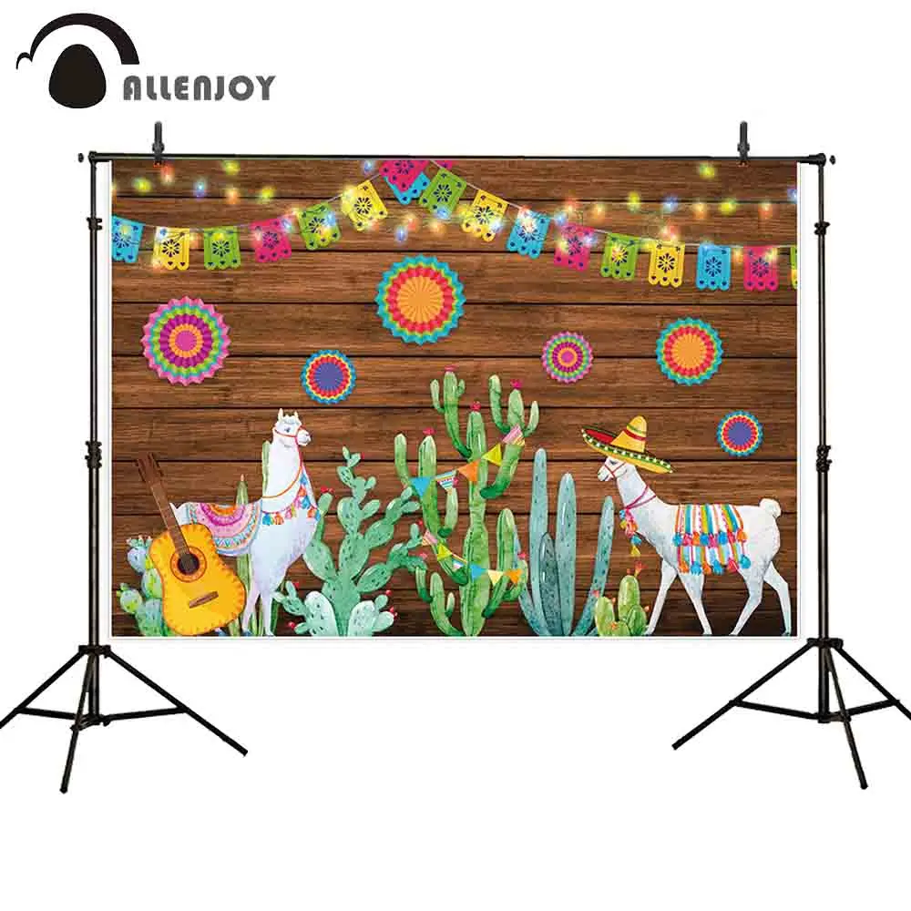 

Allenjoy photography backdrop cinco de mayo party cactus alpaca teco background photo studio photobooth shoot fabric