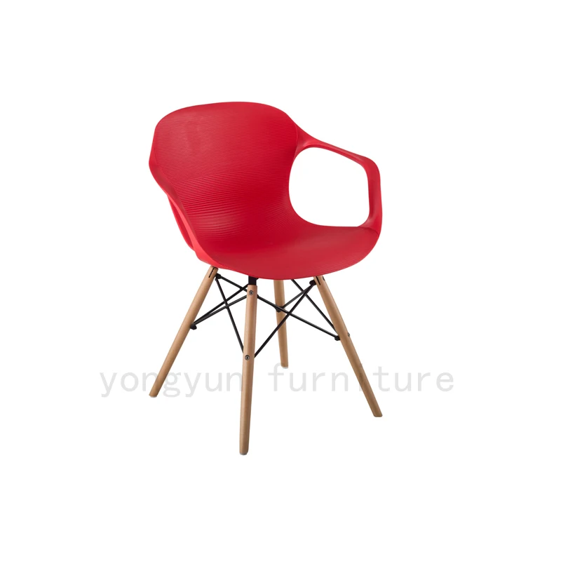 minimalist Modern dining Room Furniture Casual Plastic saet with Wood leg Dining Chair Leisure