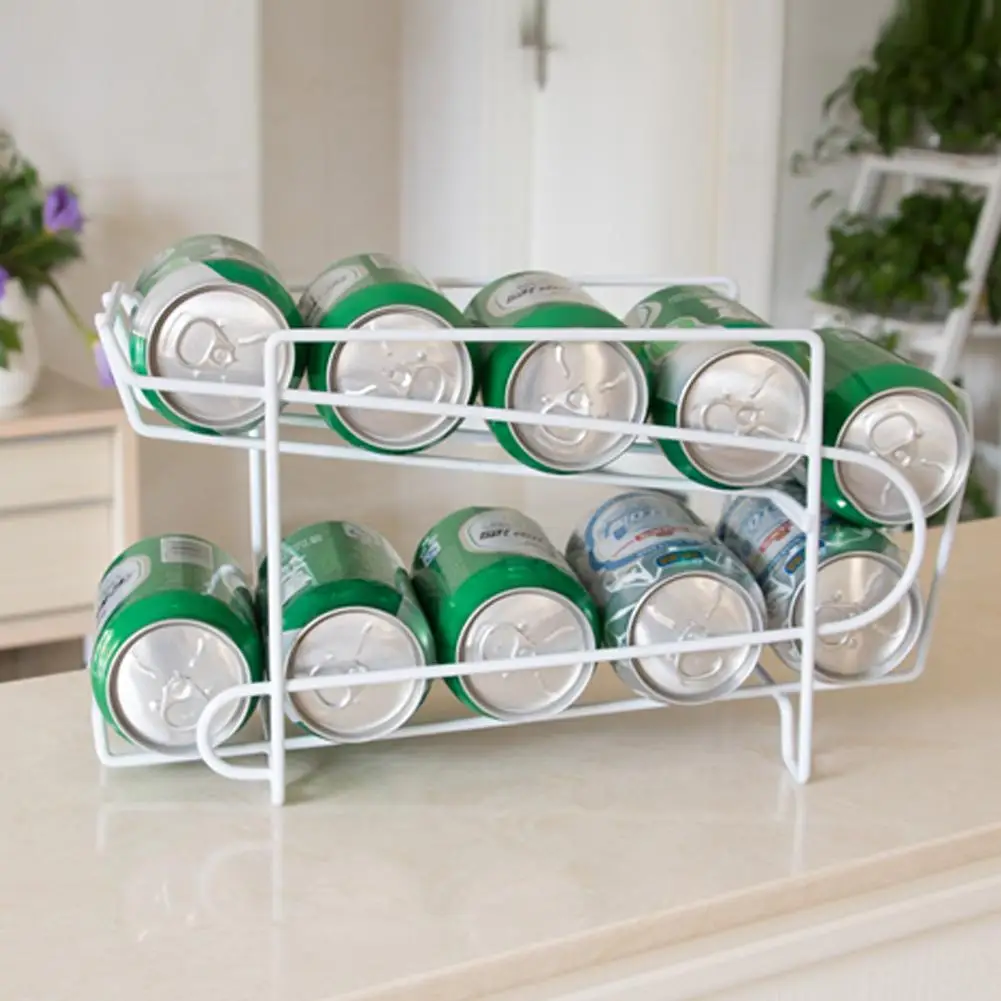 

Double-Layer Rolling Design Desktop Cans Soda Storage Rack Shelf Organizer Kitchen Holder Tool Cans Storage Rack