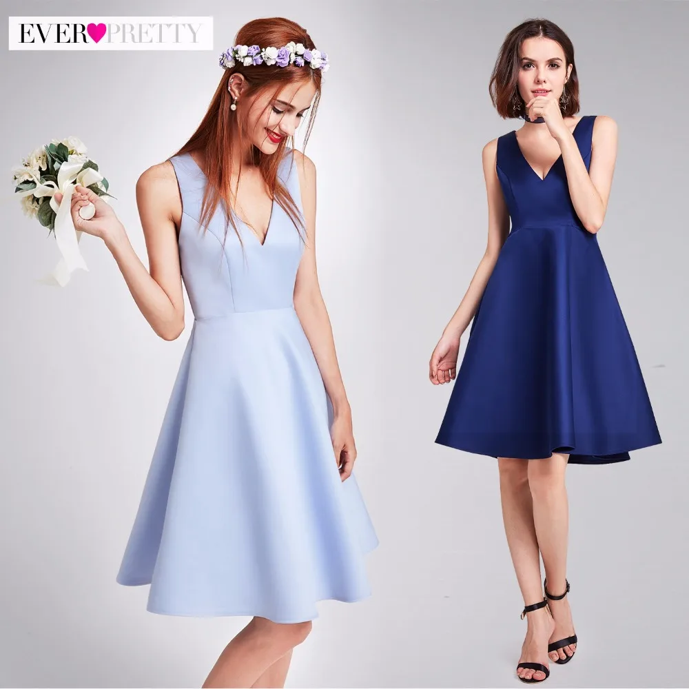 Bridesmaid Dresses Ever Pretty Sleeveless Short V Neck Knee Length A