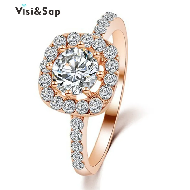 

High quality Party Gifts Rose Gold plated jewelry luxury engagement Wedding Rings For Women fashion Jewelry Wholesale VSR192