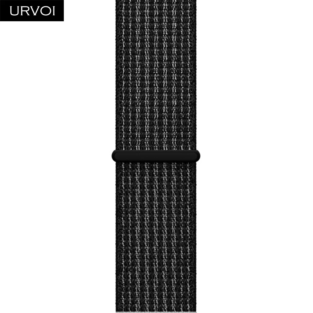 URVOI Спортивная петля для apple watch band series 5 4 3 2 1 светоотражающий ремешок для iwatch двухслойный дышащий тканый нейлон осень - Цвет ремешка: Plat black