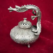 Коллекционные Династии мин(сюань de1426-1438) Серебряный Дракон Благовония Плита \ Кадило, Украшения