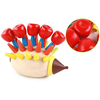 

Early Educational Learning Toys Wooden Puzzle Fight Insert Game Childhood Hedgehog Assembled Toys Supplies