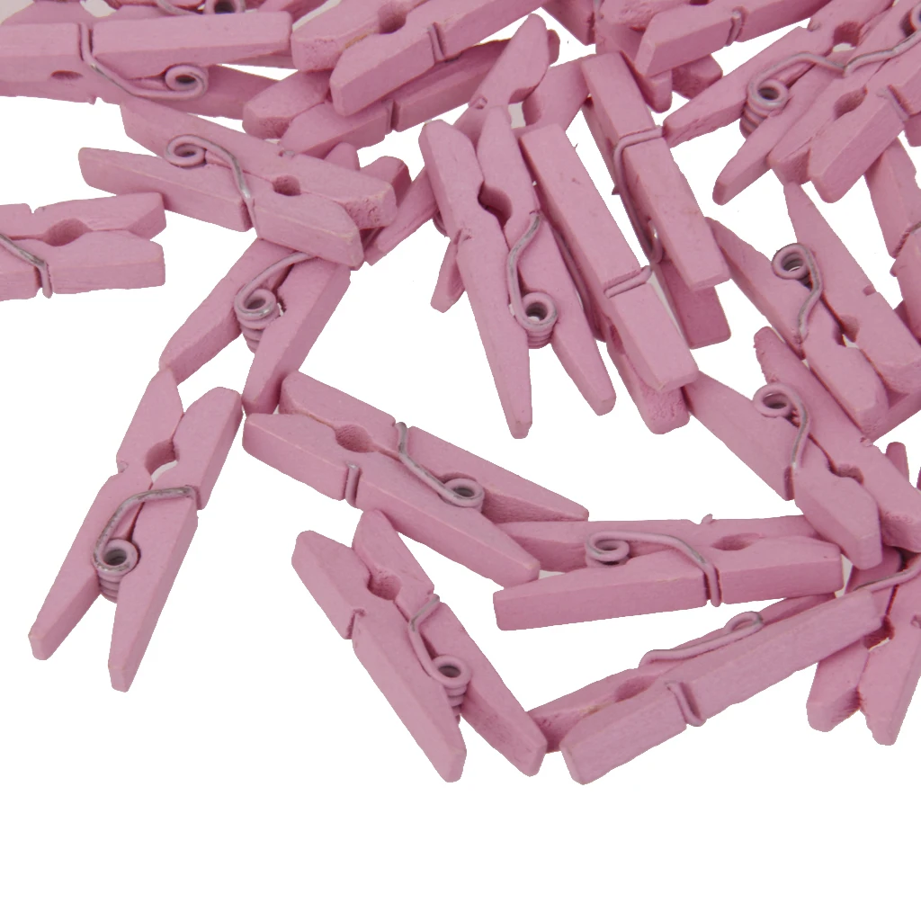 50 Mini Wooden Craft Pegs Clothespin Paper Photo Clothes Clips for Scrapbooking