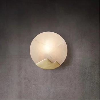 

GETOP Nordic Circular Wall Lamp Marble Copper Billet LED Creative Living Room Stairway Modern Simple Lighting Lamps