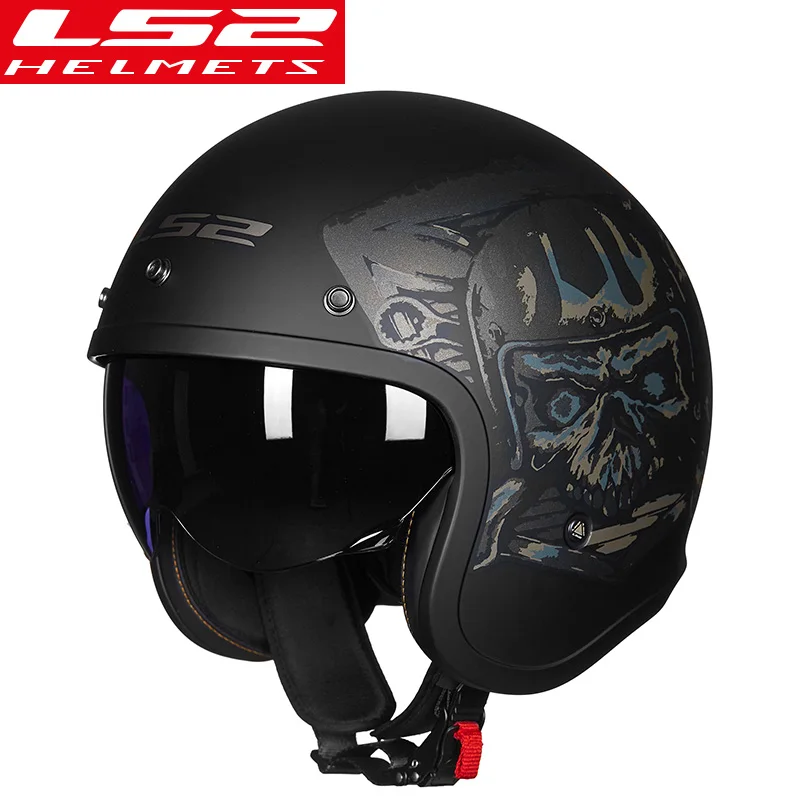 

LS2 OF599 Vintage Motorcycle Helmet women man open face retro scooter moto helmet with sun shield motorbike vespa helmets