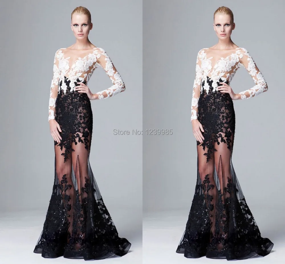 Black and White Lace Prom Dress