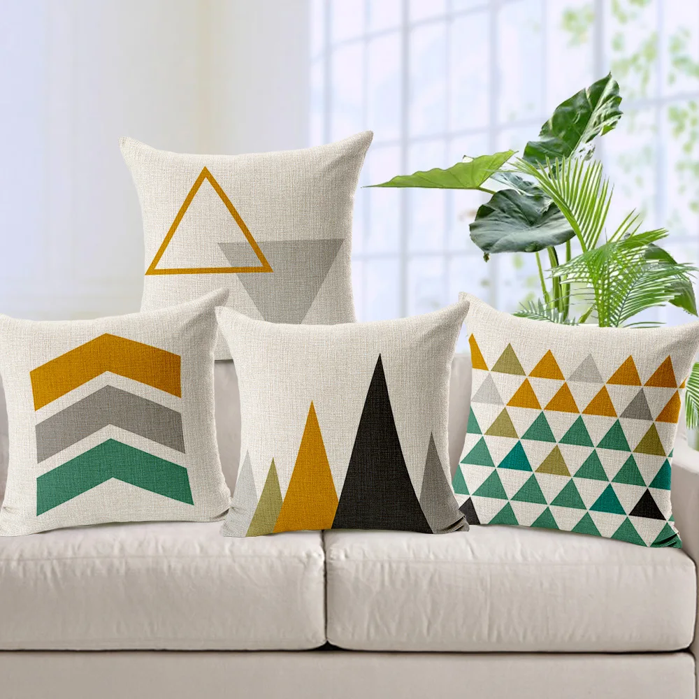 

Abstract and Simple Triangular Geometry Line Pillow Case Square Pillowcase Office Cushion Pillow Cover