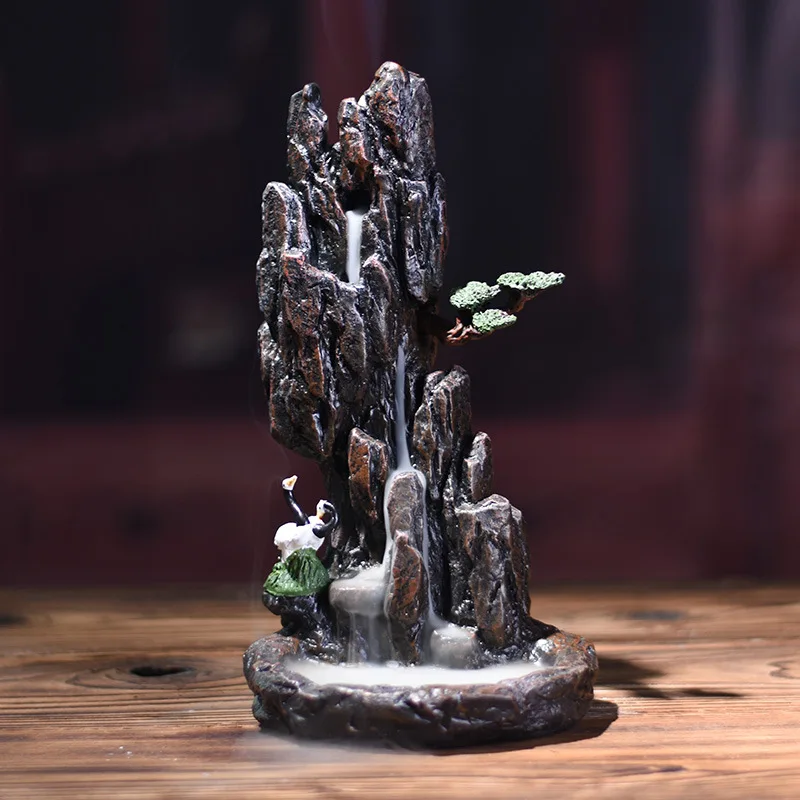 

Resin Artificial Mountain Smoke Waterfall Backflow Incense Burner Censer Holder