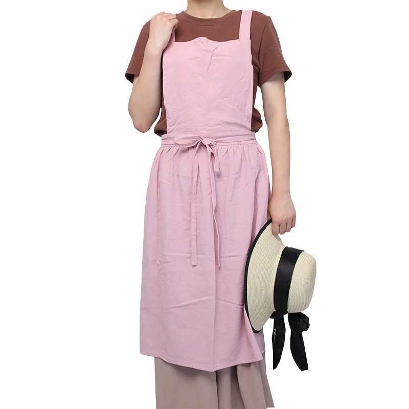 Buy Brief Jpanese Cotton Linen Apron with Pockets Cafe