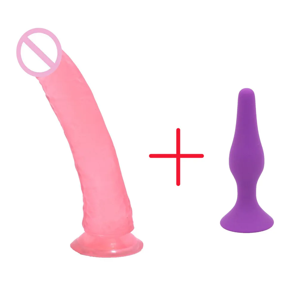 2PCS/SET Big Dildo Realistic Penis With Suction Cup Silicone Butt Anal Plug Adult Sex Toys for Woman Lesbian Couples Sex Shop