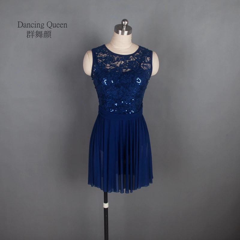 Navy Blue Lyrical dress for stage performance women Ballet dress lady