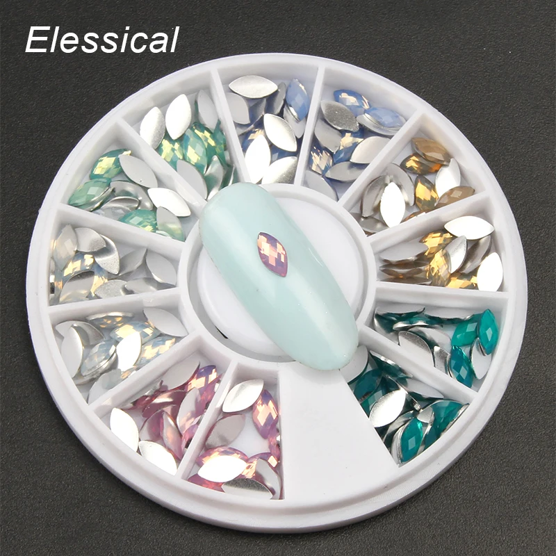 

ELESSICAL 6 Colors Horse Eyes Rhinestone Manicure 3D Opal Jewelry Nail Charms For Manicure Nail Art Decorations In Wheel WY1103