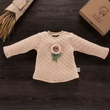 2016 Spring Autumn Baby Girls Sweatshirts Cotton Sunflower Pattern Warm Girls Hoodies Outerwear Baby Costume Children Clothing