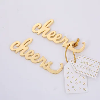 

10pcs Golden cheers Beer Bottle Opener Gifts Wedding Favors Baby Shower Favors And Gifts Event Party Supplies
