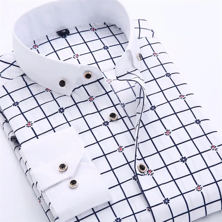 Big Size 4XL Men Dress Shirt 2016 New Arrival Long Sleeve Slim Fit Button Down Collar High Quality Printed Business Shirts MCL18