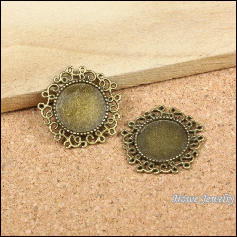 Wholesale 40 pcs Vintage Charms Round frames Pendant Antique bronze Fit