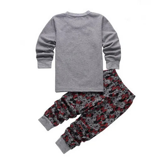 Детский пижамный комплект из 2 предметов, пижамы с Минни и Микки для маленьких мальчиков и девочек, пижамный комплект с длинными рукавами, топы, длинные штаны, одежда для сна, YW440