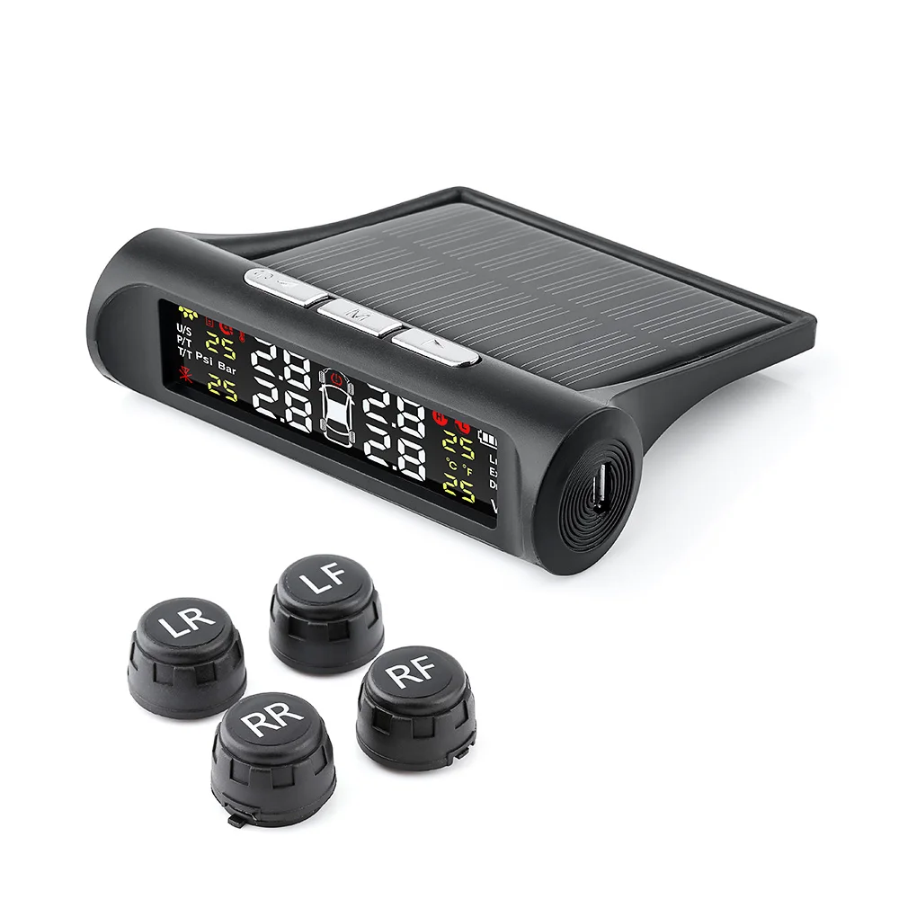Solar TPMS Car Tire Pressure Alarm Monitor System Wireless External Sensor Tire Rressure Monitoring Alarm System LCD display Solar TPMS Car Tire Pressure Alarm Monitor System Wireless External Sensor Tire Rressure Monitoring Alarm System LCD display