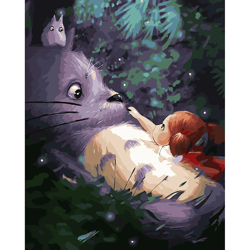 

My neighbor totoro pictures by numbers hand painted canvas oil paintings drawing by numbers wall pictures for living room RS-52