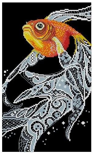 cs-2276 Cross Stitch Kit Goldfish Flaring Gleamy Magic Gold Golden Fish