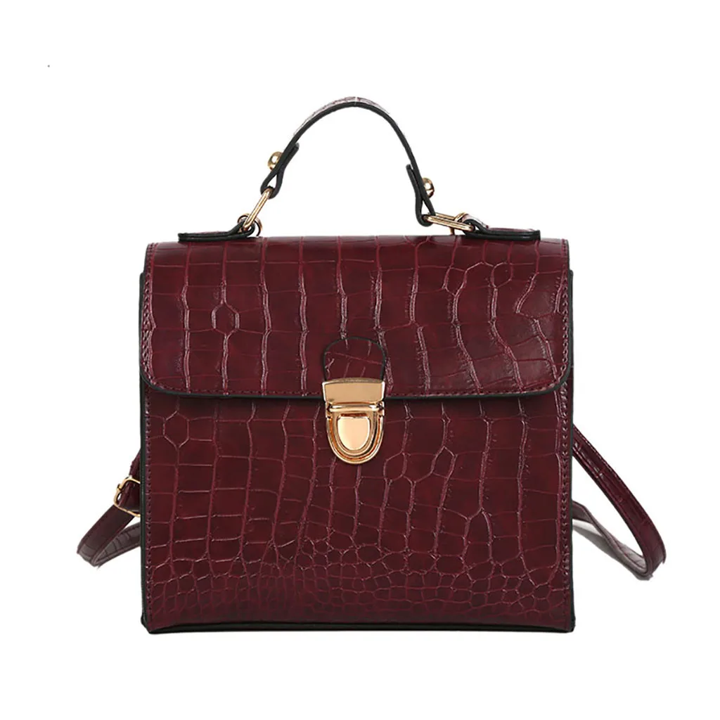 new fashion solid brown cartera mujer monedero Women Vintage Crocodile Pattern Bag Wild Shoulder Bag Messenger#L10 - Цвет: Wine