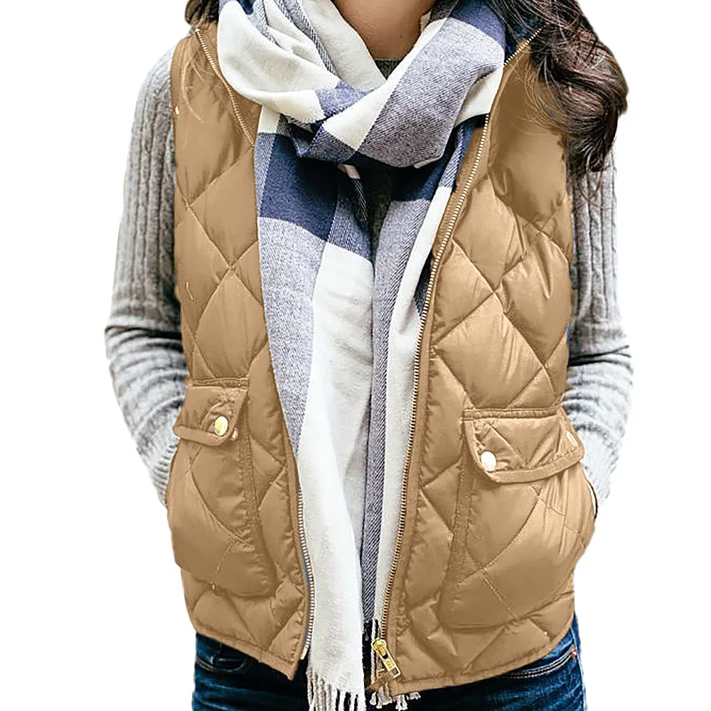 Buy Women's Vest Sleeveless Pockets Waistcoat Solid