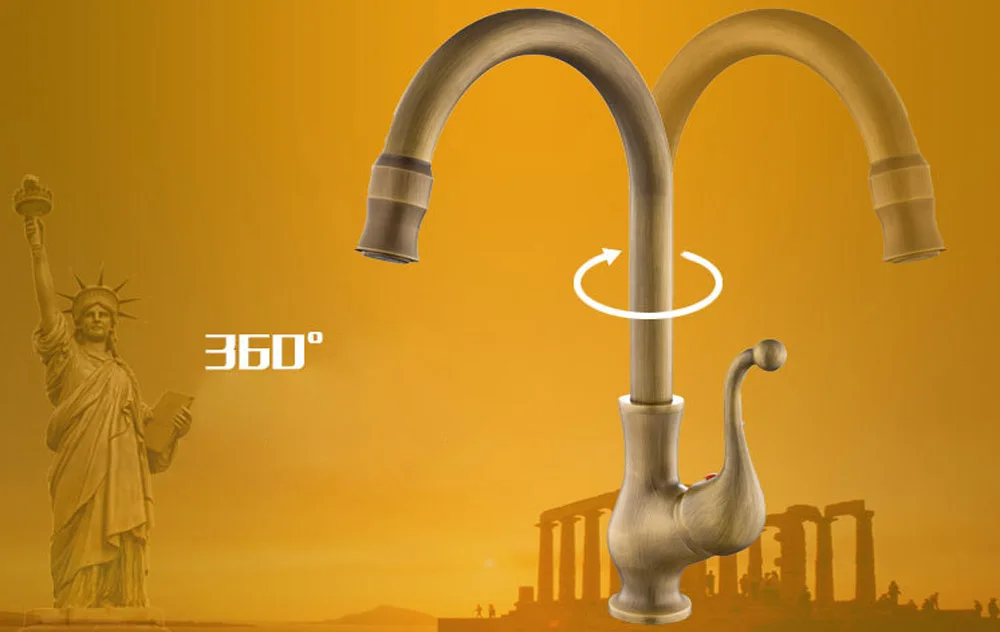 BAOLINLONG Antique Style Brass Kitchen Faucets Tap Cozinha Swivel Spout Kitchen Faucet BAOLINLONG Antique Style Brass Kitchen Faucets Tap Cozinha Swivel Spout Kitchen Faucet