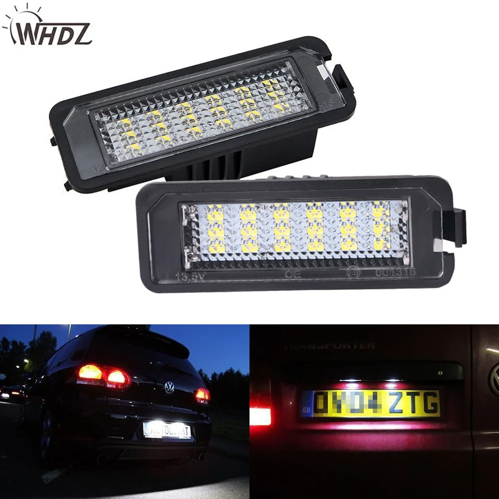 WHDZ 2x18SMD Error free LED License Number Plate Light font b lamps b font VW Golf