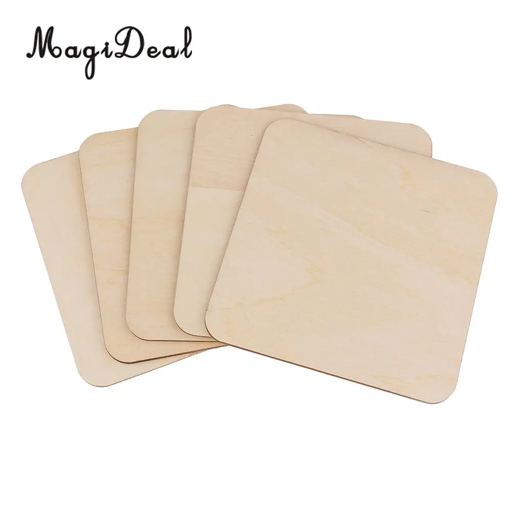 50mm 80mm 120mm Wooden Square MDF Unfinished Wood Pieces Blank Plaque for DIY Craft Pyrography Embellishments