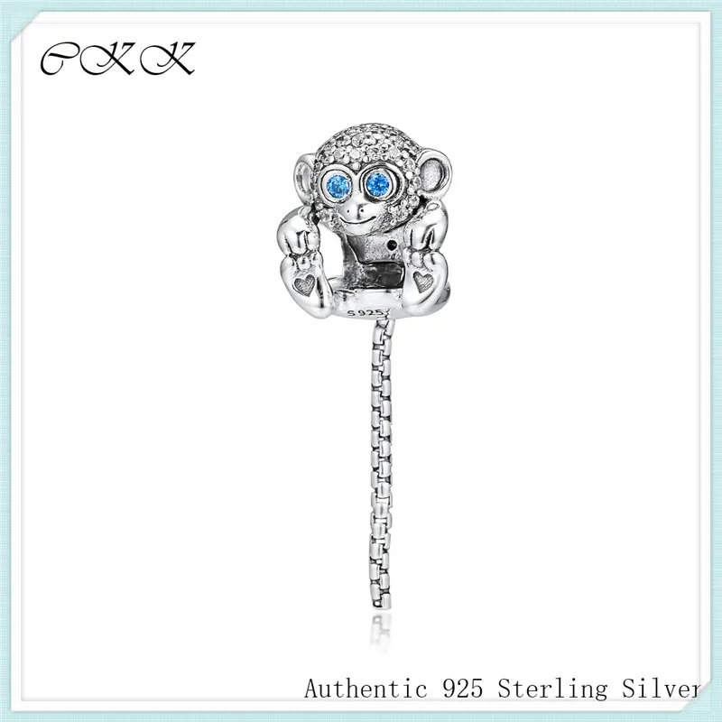 

Fit Pandora Charms Bracelets Diy Sparkling Monkey Charm 100% 925 Sterling Silver Blue Eye Beads for Jewelry Making PF989