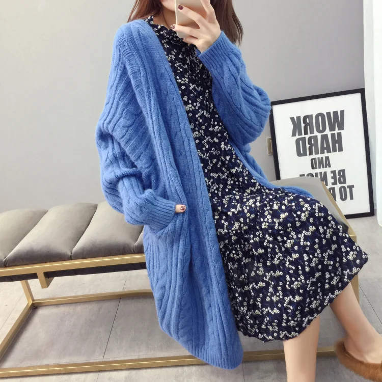 Harajuku Cardigan Women's Sweater Autumn Winter Long Cardigan Coat 2019 New Fashion Women's Clothing Twist Ladies Sweater (2)