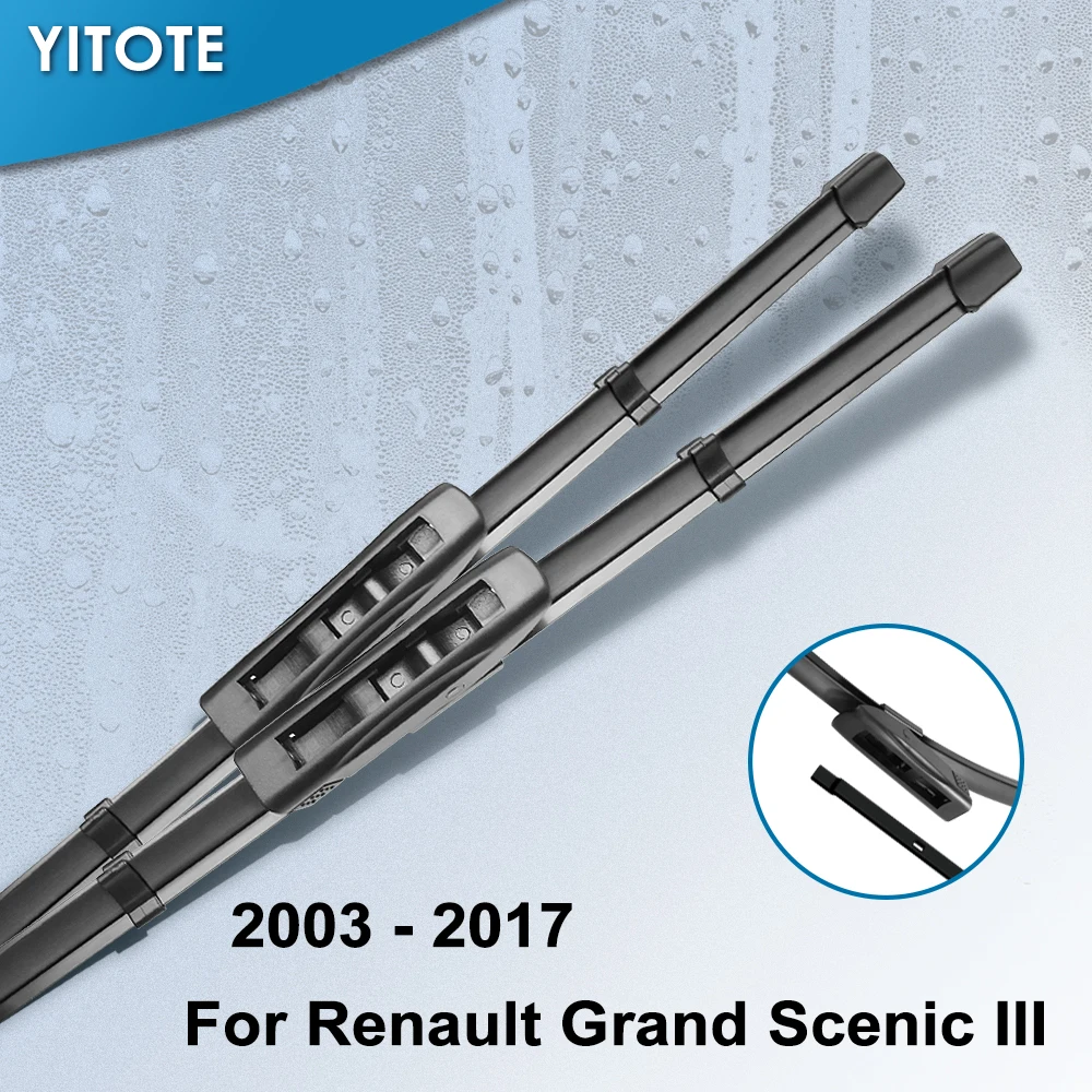 

YITOTE Wiper Blades for Renault Grand Scenic III Fit Bayonet Arms /Slider Arms / Push button Arms Model Year from 2003 to 2018