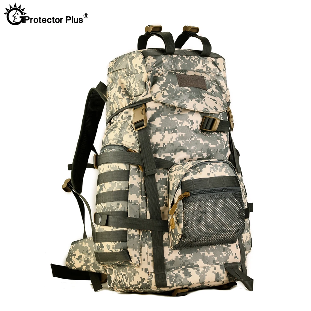 PROTECTOR PLUS Military Army Field Backpack 60L Nylon Tactical Bag High Capacity Travel Rucksack