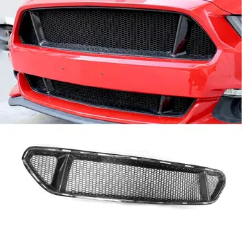 

For Ford Mustang 2015 2016 2017 Real Carbon Fiber Car Front Bumper Mesh Grille Grills Car Styling