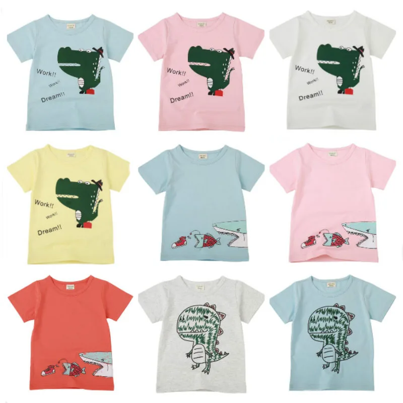 

Cartoon Dinosaur T Shirt Boys 2019 Summer Children's Clothing Toddler 100% Cotton Tops Tee Baby Boy Kids Bebe T-shirt 2-8y