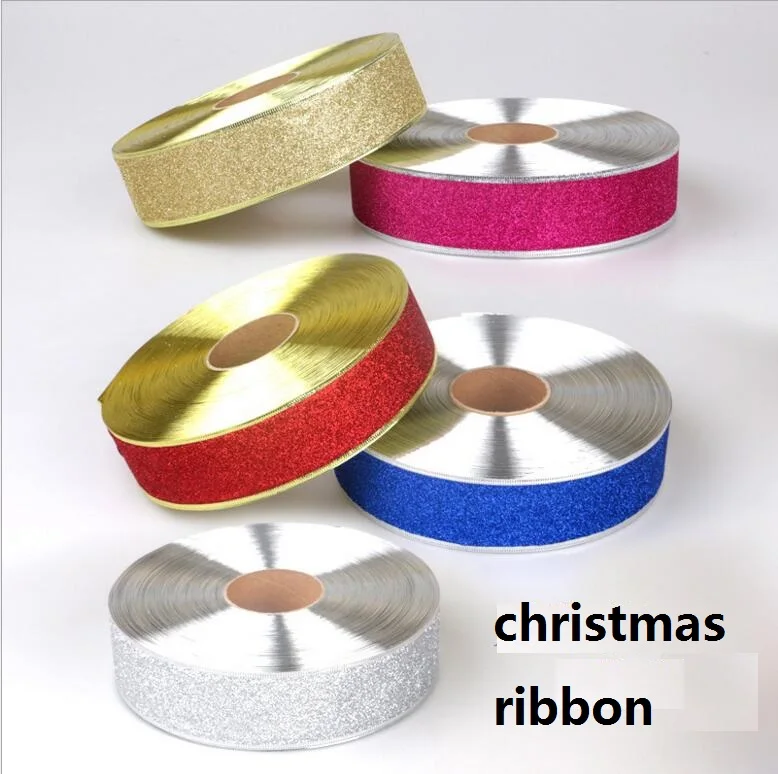 

5*200CM K15285 Santa Claus Party Glitter Ribbon as Bow Christmas gift Ornament New Year Party Christmas decoration supplies