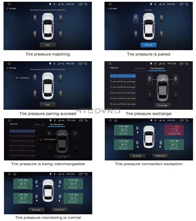 YMODVHT Автомобильный USB TPMS монитор давления в шинах для Автомобильный dvd-плеер на основе Android 4 датчика сигнализации температуры шин