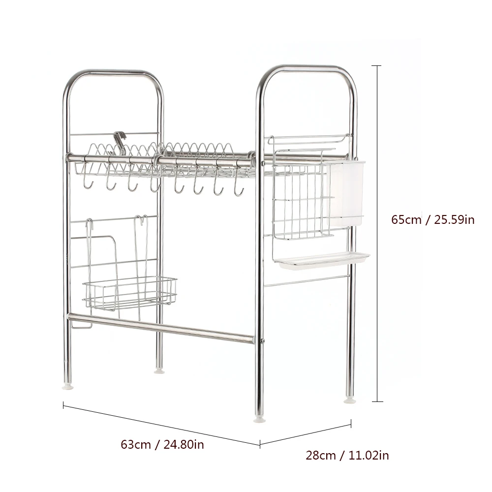 Кухонный стеллаж из нержавеющей стали, полка для раковины, подвесной крючок, миска для посуды, сушилка для хранения, органайзер, палочки для еды, держатель, кухонный Органайзер