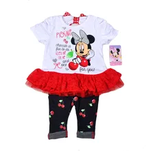 Original Brand 6pcs/lot,2-4 Baby Girl’s Minnie Mouse Dress and Legging Set,minnie mouse dress and pants two pieces sets
