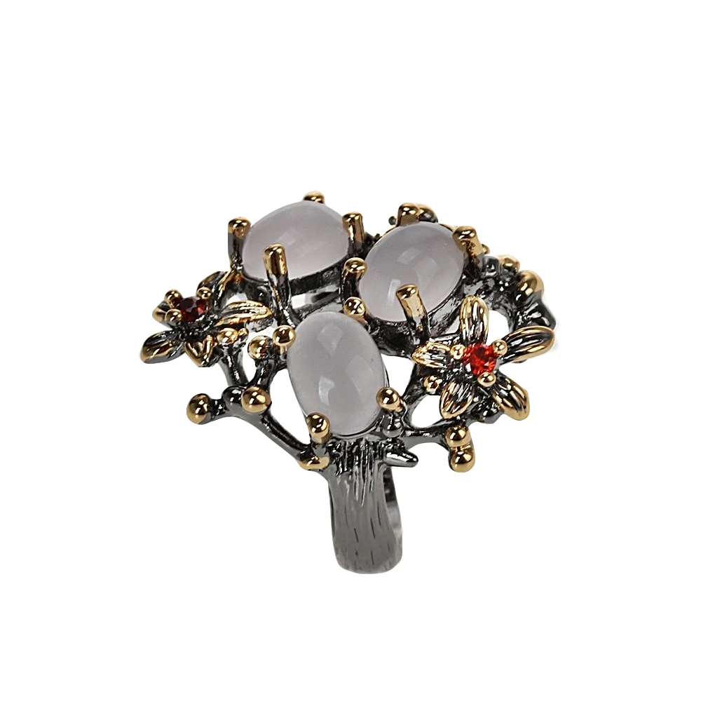 WA11690 pink opal flower rings for women Fabulous stone vintage jewelry (6)